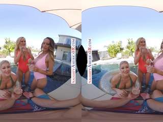 Naughty America three Hotties Bang their Friend's Son in VR