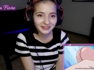 18yo youtuber gets horny watching hentai during the stream and masturbates - Emma Fiore