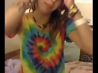 Dreadlocked Crusty Playing with her Body (no sound)